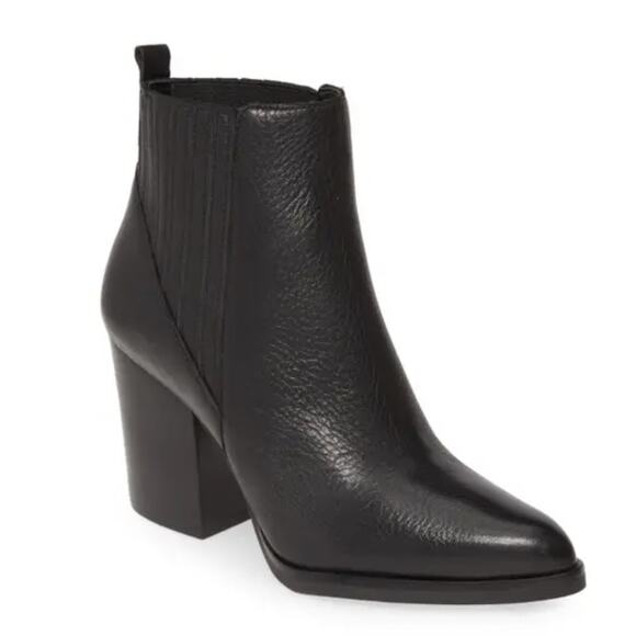 Marc Fisher Alva Pointy Toe Bootie Womens Size 5.5 Black Leather Ankle Boots - Picture 1 of 9